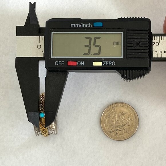 Sterling Silver 925 Embossed Brass Snake Turquoise Wide Spinner Band Ring 14.5 - Picture 15 of 16